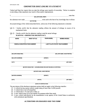 Odometer Disclosure Statement