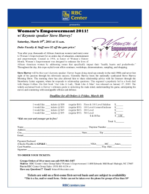 Women's Empowerment Event Ticket Order Form