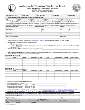 Alaska Temporary Food Service Permit Application