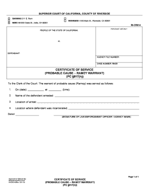 Certificate of Service for Ramey Warrant