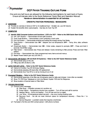 OCF Fryer Training Outline Form