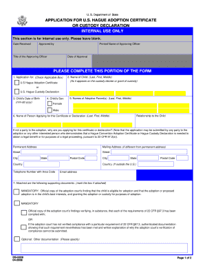 US Hague Adoption Certificate Application