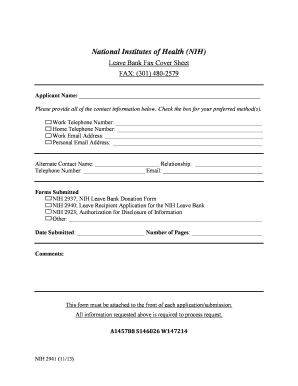 NIH Leave Bank Fax Cover Sheet
