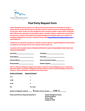 Pool Party Request Form