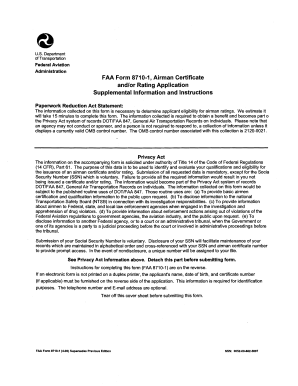 FAA Form 8710-1 Airman Certificate Application