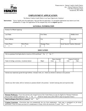 Benton-Franklin Health District Employment Application