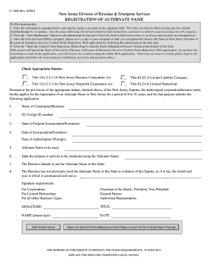New Jersey Alternate Name Registration Form