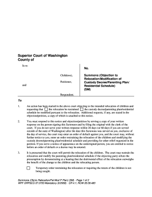 Washington Objection to Relocation Summons
