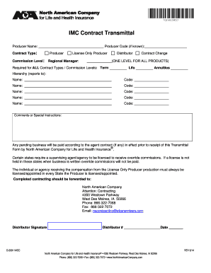 IMC Contract Transmittal Form