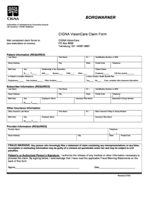 CIGNA VisionCare Claim Form