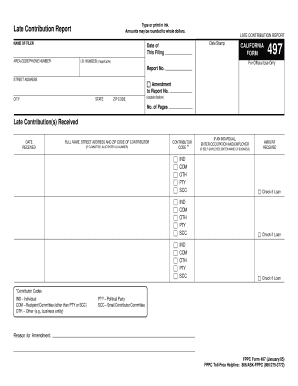 California Late Contribution Report Form 497