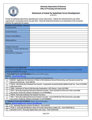 Kentucky Substitute Forms Development Statement of Intent