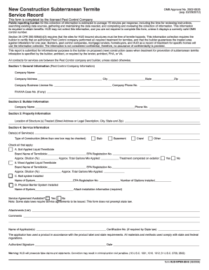 HUD Subterranean Termite Treatment Record