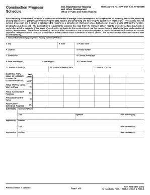 Construction Progress Schedule Form HUD-5372