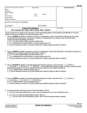 California Order for Dismissal