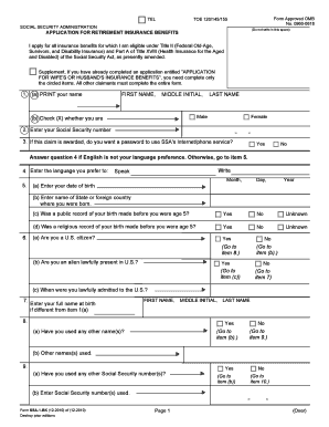 Application for Retirement Insurance Benefits