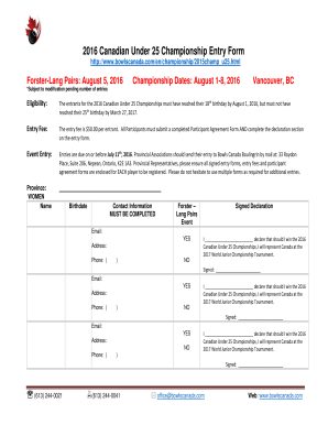 Fillable Online OFFICIAL PROVINCIAL TEAM ENTRY FORM Fax Email Print ...