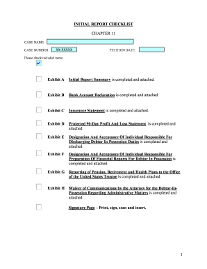 Bankruptcy Initial Report Checklist