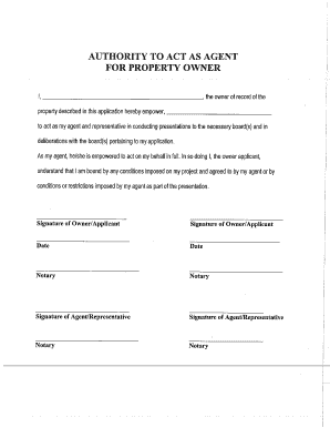 Authority to Act as Agent for Property Owner