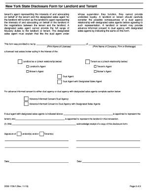 New York State Disclosure Form for Landlord and Tenant