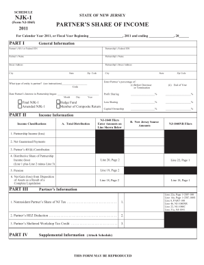 New Jersey Partner's Share of Income Form