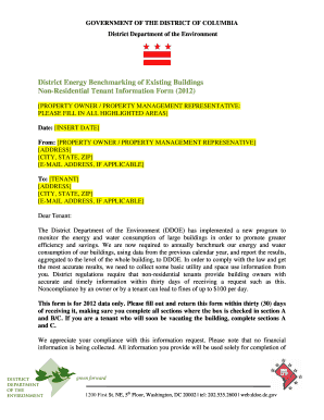 District Energy Benchmarking Non-Residential Tenant Information Form