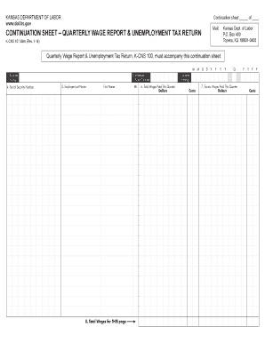 Kansas Quarterly Wage Report Continuation Sheet