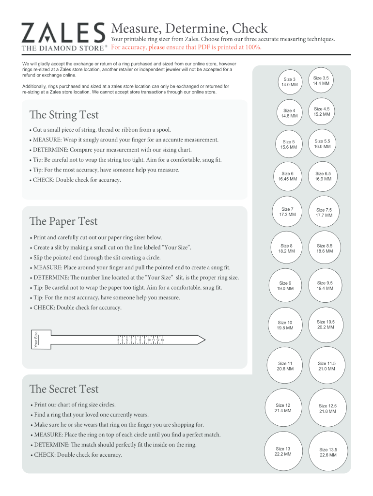 Printable Ring Size Chart Fill Online, Printable, Fillable, Blank