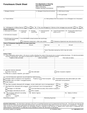 Foreclosure Check Sheet