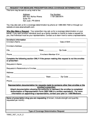 Medicare Prescription Drug Coverage Determination Form