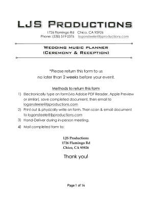 Wedding Music Planner Form