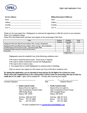 Night Light Application Form