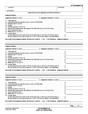 Writ of Execution Attachment 20