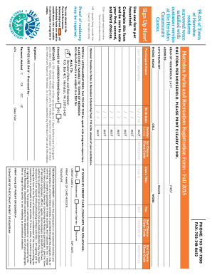 Herndon Parks and Recreation Registration Form