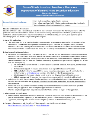 Rhode Island Educator Certification Application