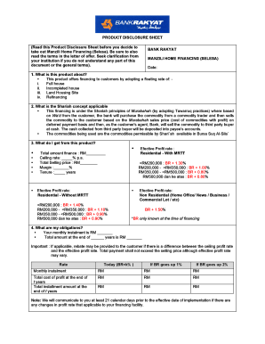 Manzili Home Financing Product Disclosure Sheet