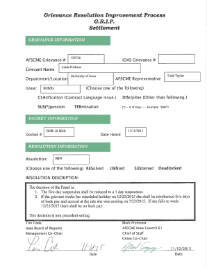 Fillable Online AFSCME Grievance # 124736 ' iDAS Grievance # Fax Email ...