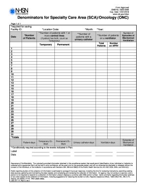 CDC Specialty Care Area Oncology Form