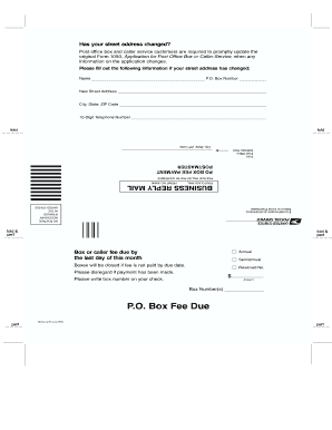 USPS Post Office Box Fee Payment Notice