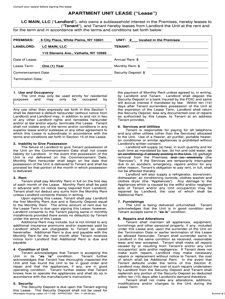Fillable Online Apartment Lease Agreement Fax Email Print pdfFiller