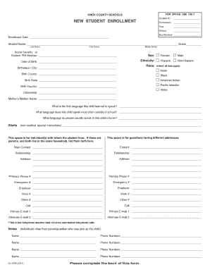 Knox County Student Enrollment Form