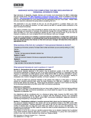 BBC Declaration of Personal Interests Form