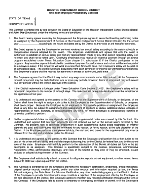 One-Year Employee Probationary Contract