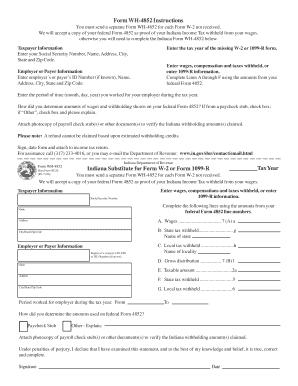 Indiana Form WH-4852 Instructions