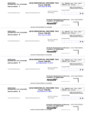 Kentucky 2016 Individual Income Tax Estimated Tax Voucher