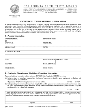 Architect License Renewal Application