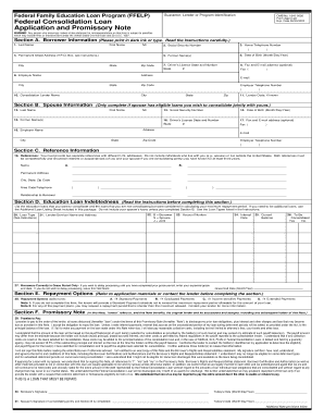 Federal Consolidation Loan Application and Promissory Note