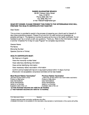 Hawaii Pet Health Certificate
