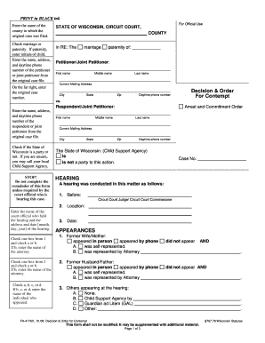 Wisconsin Decision & Order for Contempt