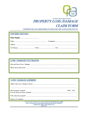 Omnicover Property Loss Damage Claim Form
